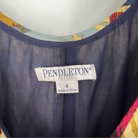 PENDLETON Abstract Print Cotton Blend Cap Sleeve Sheath Dress 4 Petite - Picture 5 of 5